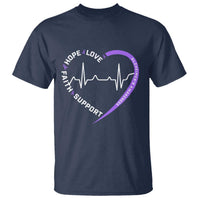 Alzheimers Awareness Heart Heartbeat Purple Ribbon T Shirt Hope Love Faith Support