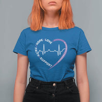 Alzheimers Awareness Heart Heartbeat Purple Ribbon T Shirt For Women Hope Love Faith Support