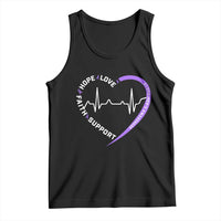 Alzheimers Awareness Heart Heartbeat Purple Ribbon Tank Top Hope Love Faith Support