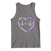 Alzheimers Awareness Heart Heartbeat Purple Ribbon Tank Top Hope Love Faith Support