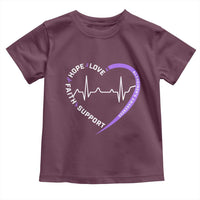 Alzheimers Awareness Heart Heartbeat Purple Ribbon Toddler T Shirt Hope Love Faith Support
