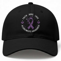 Faith Hope Love Purple Ribbon Baseball Cap End Alzheimers Butterfly Graphic