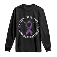 Faith Hope Love Purple Ribbon Long Sleeve Shirt End Alzheimers Butterfly Graphic