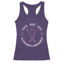 Faith Hope Love Purple Ribbon Racerback Tank Top End Alzheimers Butterfly Graphic