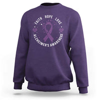 Faith Hope Love Purple Ribbon Sweatshirt End Alzheimers Butterfly Graphic