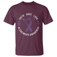 Faith Hope Love Purple Ribbon T Shirt End Alzheimers Butterfly Graphic