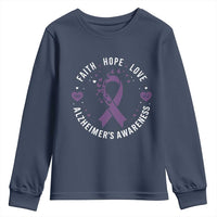 Faith Hope Love Purple Ribbon Youth Sweatshirt End Alzheimers Butterfly Graphic