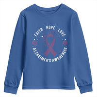 Faith Hope Love Purple Ribbon Youth Sweatshirt End Alzheimers Butterfly Graphic