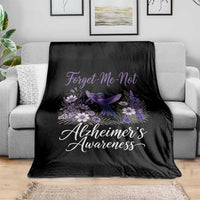 Forget Me Not Alzheimers Awareness Throw Blanket Hummingbird Purple Ribbon Floral