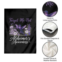 Forget Me Not Alzheimers Awareness Garden Flag Hummingbird Purple Ribbon Floral