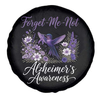Forget Me Not Alzheimers Awareness Spare Tire Cover Hummingbird Purple Ribbon Floral
