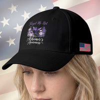 Forget Me Not Alzheimers Awareness Baseball Cap Hummingbird Purple Ribbon Floral