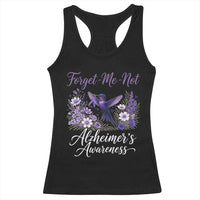 Forget Me Not Alzheimers Awareness Racerback Tank Top Hummingbird Purple Ribbon Floral