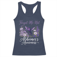 Forget Me Not Alzheimers Awareness Racerback Tank Top Hummingbird Purple Ribbon Floral
