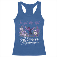 Forget Me Not Alzheimers Awareness Racerback Tank Top Hummingbird Purple Ribbon Floral