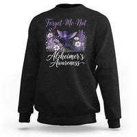 Forget Me Not Alzheimers Awareness Sweatshirt Hummingbird Purple Ribbon Floral