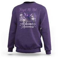 Forget Me Not Alzheimers Awareness Sweatshirt Hummingbird Purple Ribbon Floral