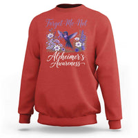 Forget Me Not Alzheimers Awareness Sweatshirt Hummingbird Purple Ribbon Floral