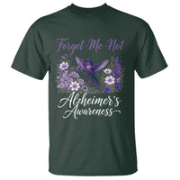 Forget Me Not Alzheimers Awareness T Shirt Hummingbird Purple Ribbon Floral