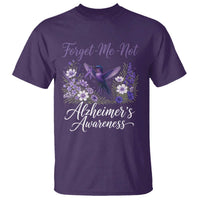 Forget Me Not Alzheimers Awareness T Shirt Hummingbird Purple Ribbon Floral