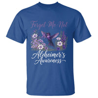 Forget Me Not Alzheimers Awareness T Shirt Hummingbird Purple Ribbon Floral