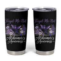 Forget Me Not Alzheimers Awareness Tumbler Cup Hummingbird Purple Ribbon Floral