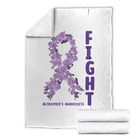 Fight Alzheimers Awareness Support Throw Blanket Purple Ribbon Floral Butterfly