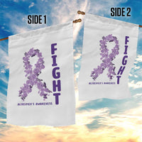 Fight Alzheimers Awareness Support Garden Flag Purple Ribbon Floral Butterfly