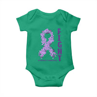 Fight Alzheimers Awareness Support Baby Onesie Purple Ribbon Floral Butterfly