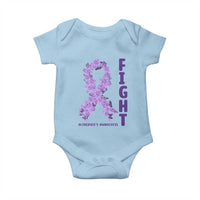 Fight Alzheimers Awareness Support Baby Onesie Purple Ribbon Floral Butterfly