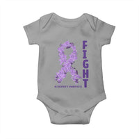 Fight Alzheimers Awareness Support Baby Onesie Purple Ribbon Floral Butterfly