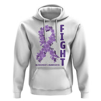 Fight Alzheimers Awareness Support Hoodie Purple Ribbon Floral Butterfly