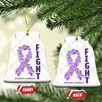 Fight Alzheimers Awareness Support Ceramic Ornament Purple Ribbon Floral Butterfly