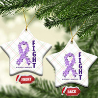 Fight Alzheimers Awareness Support Ceramic Ornament Purple Ribbon Floral Butterfly