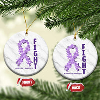 Fight Alzheimers Awareness Support Ceramic Ornament Purple Ribbon Floral Butterfly
