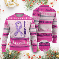 Fight Alzheimers Awareness Support Ugly Christmas Sweater Purple Ribbon Floral Butterfly