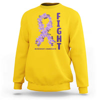 Fight Alzheimers Awareness Support Sweatshirt Purple Ribbon Floral Butterfly