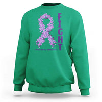 Fight Alzheimers Awareness Support Sweatshirt Purple Ribbon Floral Butterfly