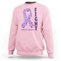 Fight Alzheimers Awareness Support Sweatshirt Purple Ribbon Floral Butterfly