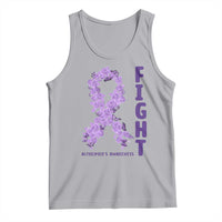 Fight Alzheimers Awareness Support Tank Top Purple Ribbon Floral Butterfly