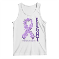 Fight Alzheimers Awareness Support Tank Top Purple Ribbon Floral Butterfly