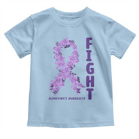 Fight Alzheimers Awareness Support Toddler T Shirt Purple Ribbon Floral Butterfly