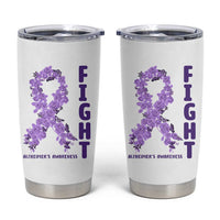 Fight Alzheimers Awareness Support Tumbler Cup Purple Ribbon Floral Butterfly