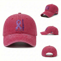 Fight Alzheimers Awareness Support Washed Cotton Baseball Cap Purple Ribbon Floral Butterfly