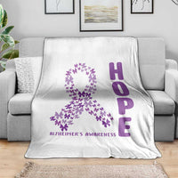 Hope Alzheimer's Awareness Purple Butterfly Ribbon Support Throw Blanket