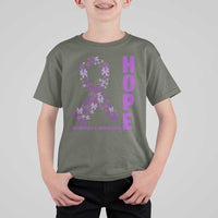 Hope Alzheimer's Awareness Purple Butterfly Ribbon Support T Shirt For Kid