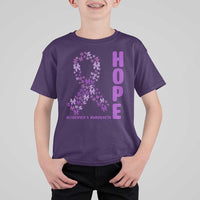Hope Alzheimer's Awareness Purple Butterfly Ribbon Support T Shirt For Kid