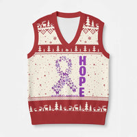 Hope Alzheimer's Awareness Purple Butterfly Ribbon Support V-Neck Knit Sweater Vest