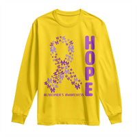 Hope Alzheimer's Awareness Purple Butterfly Ribbon Support Long Sleeve Shirt