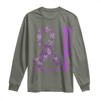 Hope Alzheimer's Awareness Purple Butterfly Ribbon Support Long Sleeve Shirt